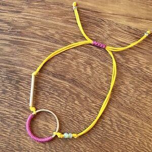 Eternity Ring Faceted Bead Bar Bead Detail Adjustable Bracelet